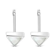 Mother of Pearl Triangle Silver Earrings - e348